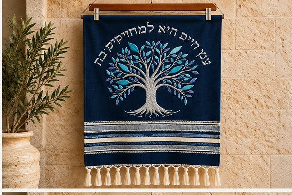 Tree of Life Navy handwoven wall hanging