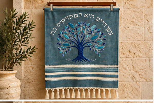 Tree of Life Teal handwoven wall hanging
